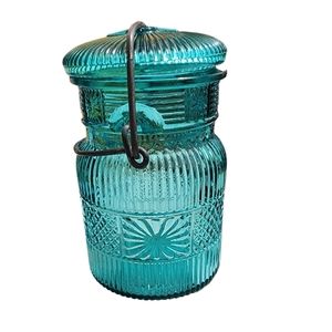 Vintage 1970s Avon blue glass Mason jar  decanter